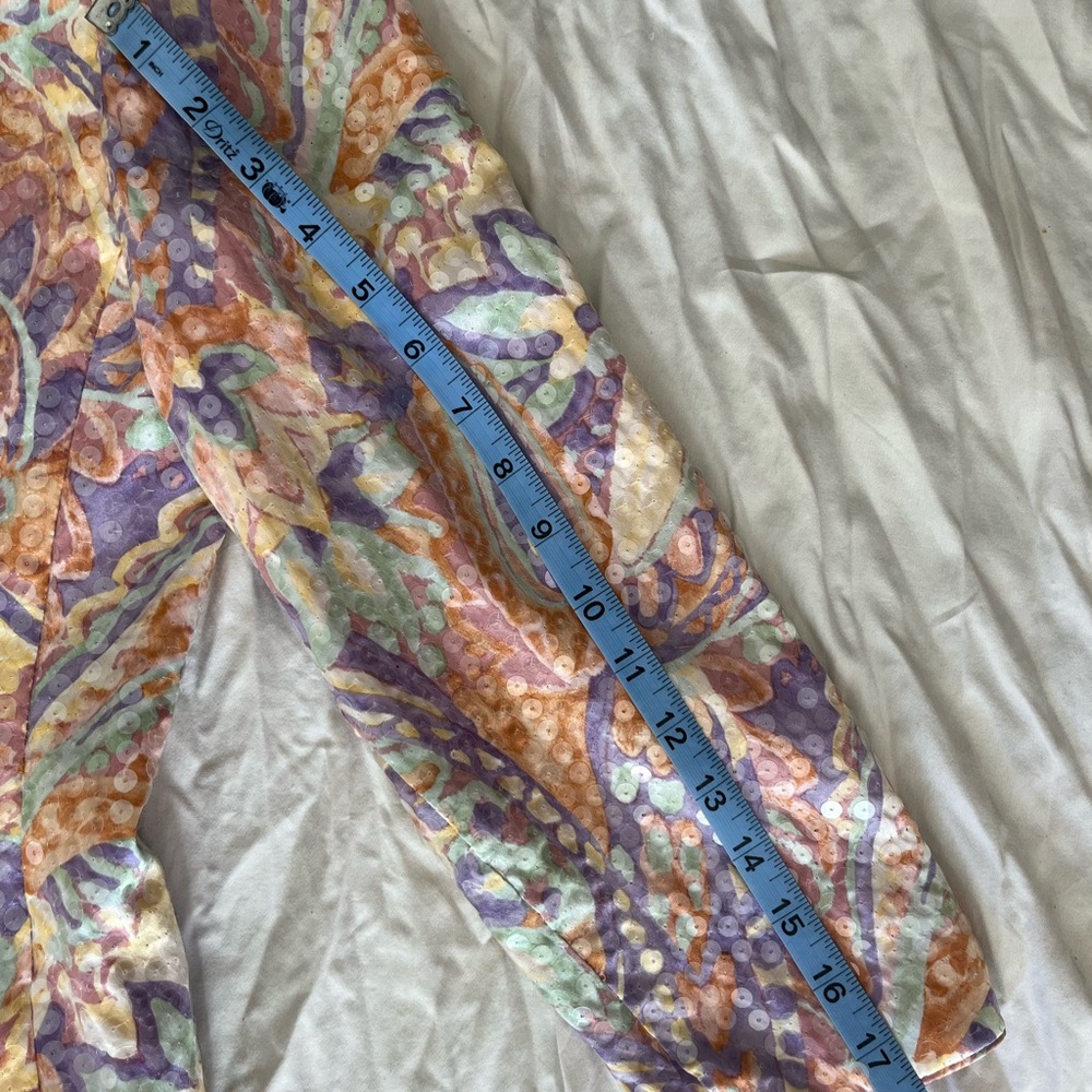 A.J. Bari Vintage Silk Blazer Colorful Sequin Rhinestones - Picture 7 of 10